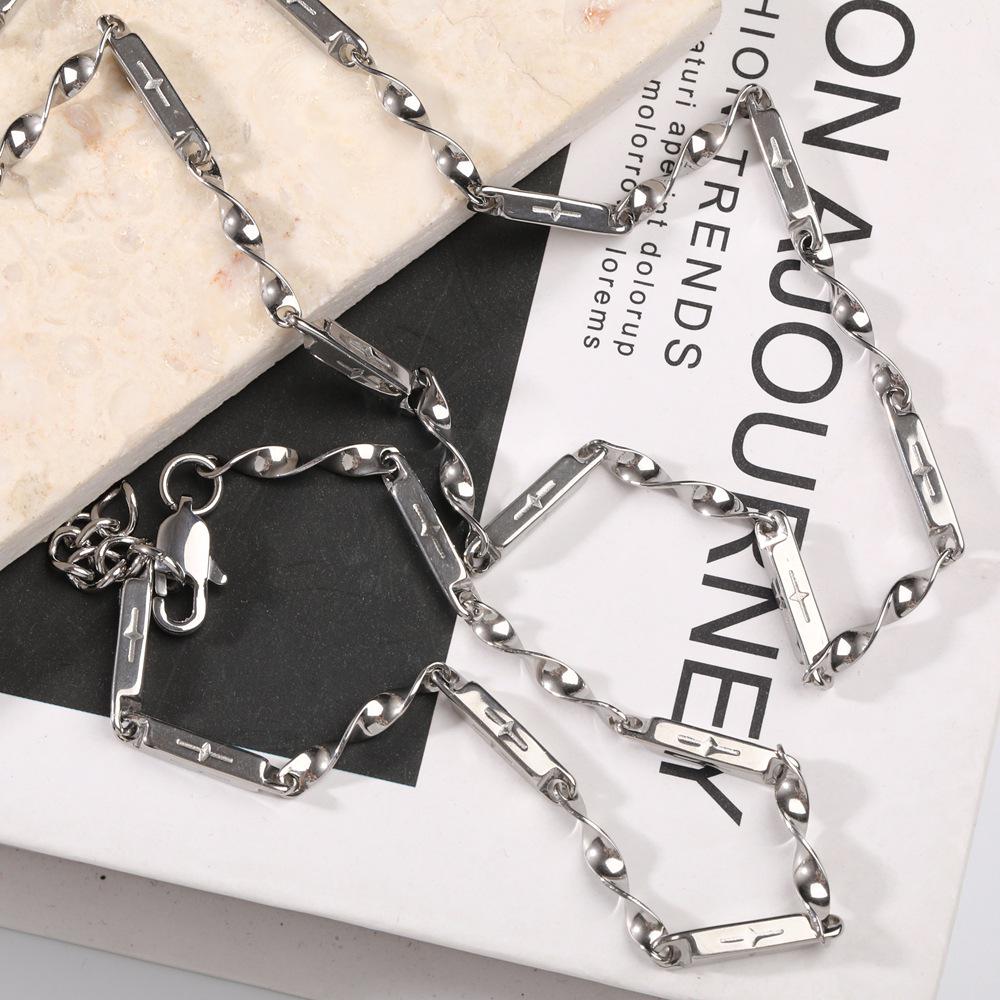 Moebius Titanium Steel Bamboo Necklace & Bracelet – Unisex, Non-fading, Versatile Trend Jewelry