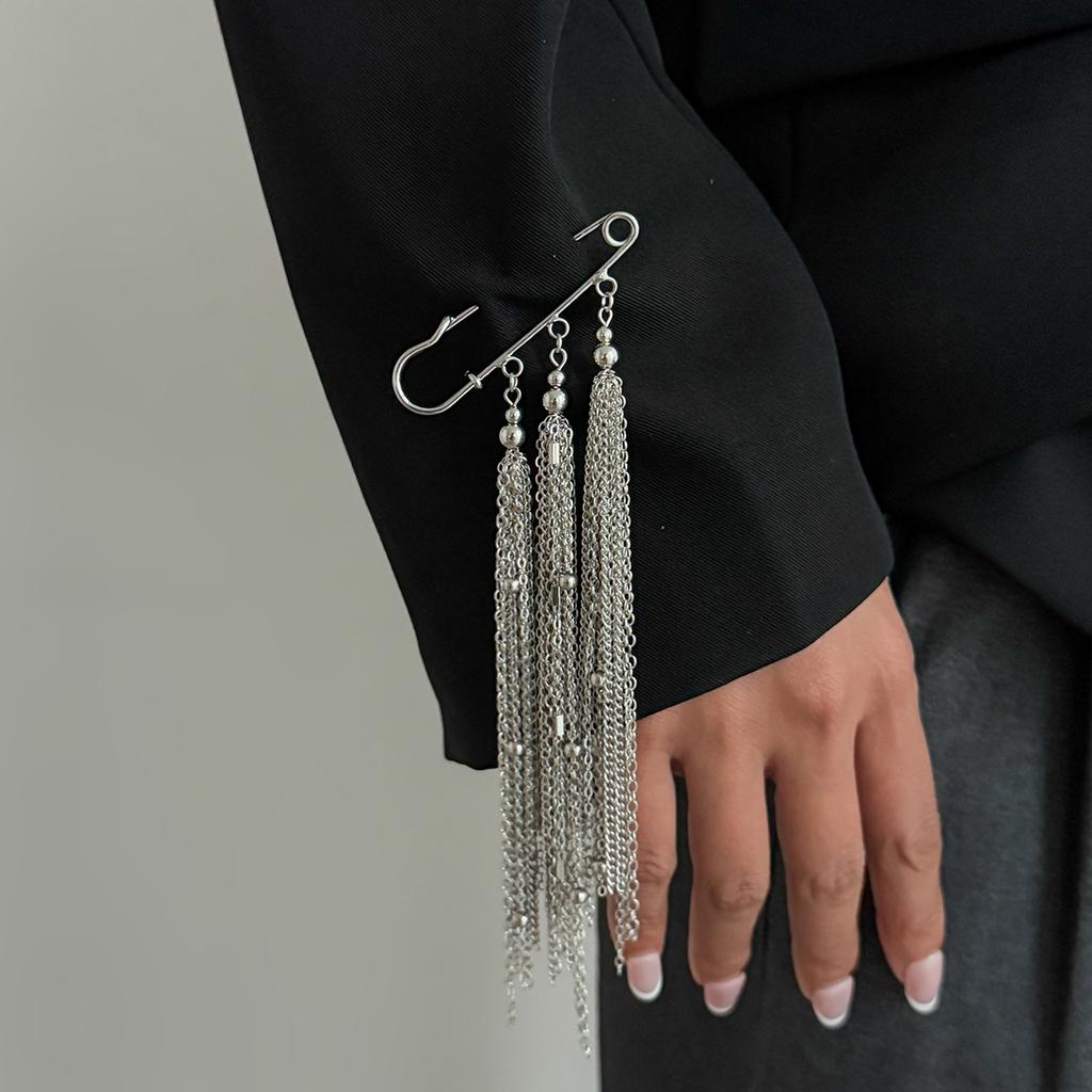 Ins Metal Chain Adjustable Short Waist Chain, Fashion Minimalist Star Tassel Lapel Pin For Women