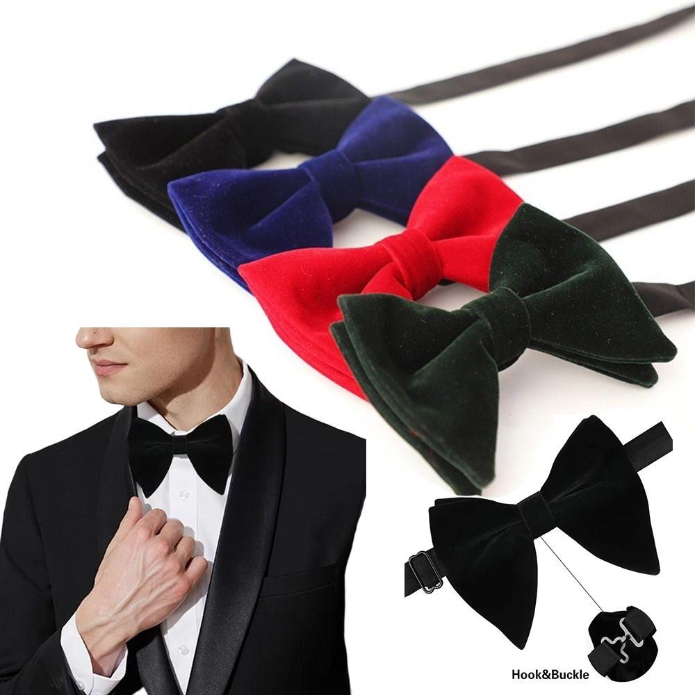 Fashion Pre-tied Black Velvet Bowties Exquisite Tuxedo Accessories Big Bow Tie Elegant Oversized Bow Tie Wedding Party