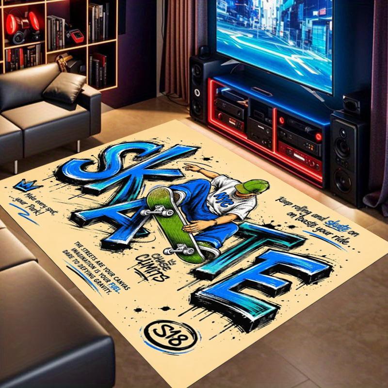 Skateboard Graffiti Street Culture NYC Print Non Slip Entrance Doormat Soft Wear Resistant Hallway Entry Bedroom Home Decor Floor Carpet 40x60cm( 15x23in )