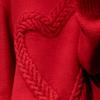 Red Heart Women's 100% Wool Heavy Cable Knit Round Neck Sweater - Thick and Loose, New Year Red, Autumn/Winter.