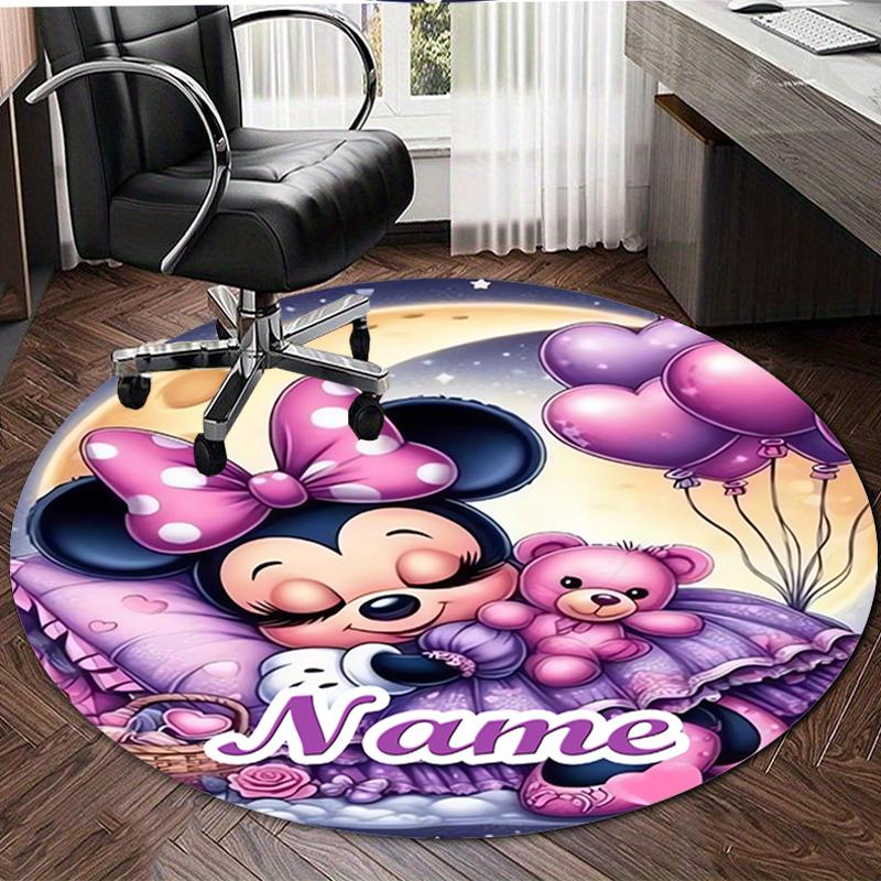 Personalized M-Minnie Round Chair Office Rug - Perfect for Mat, Office Chair & More - Ideal Gift for Birthdays and Holidays