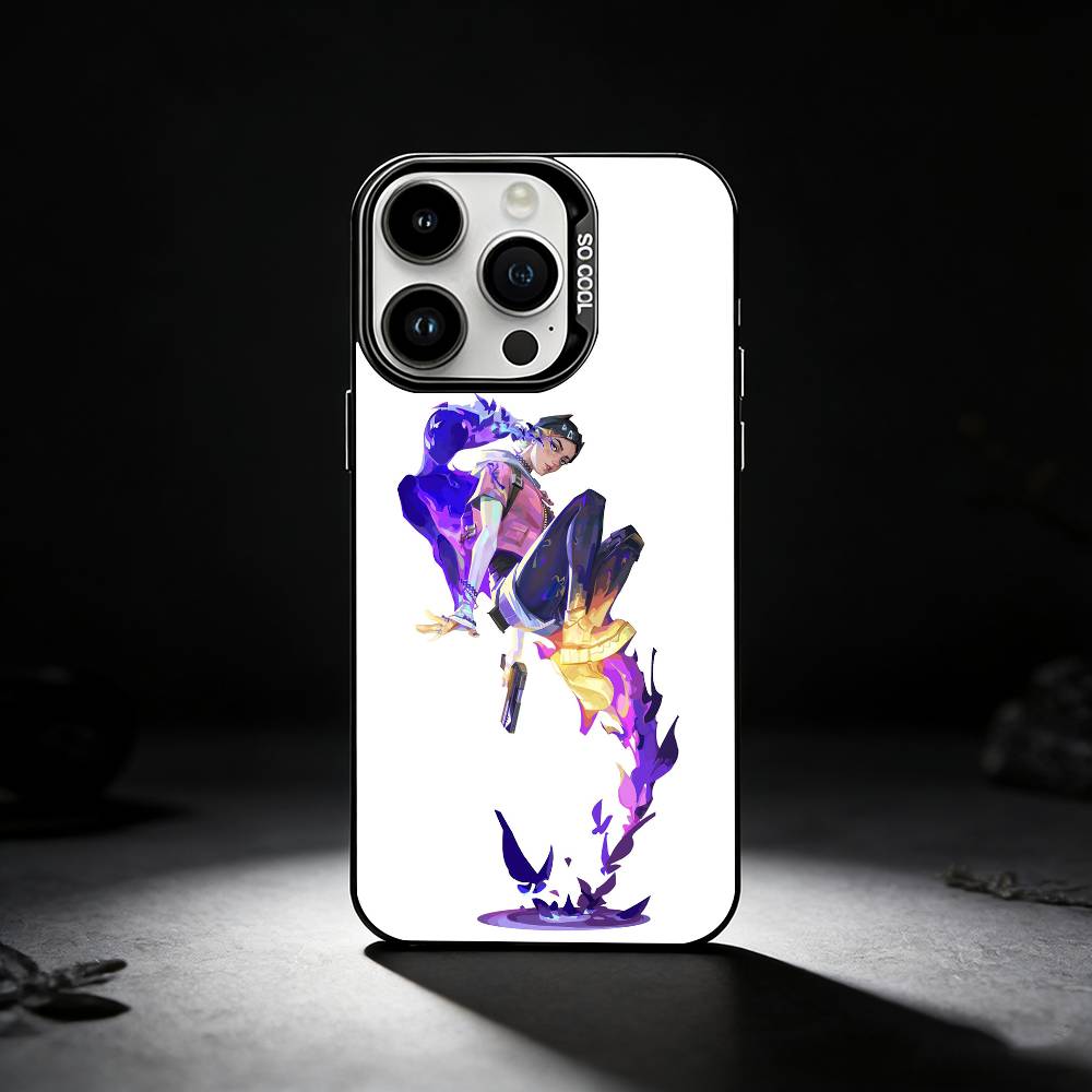 Popular V-Valorant C-Clove Phone Case For iPhone 17,16,15,14,13,12,11 Plus,Pro Max,XS,Colored silver phone case