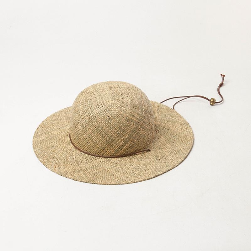 Children's spring and summer new dome wide-brimmed cassava straw hat, outdoor tourism beach sunshade big edge straw hat