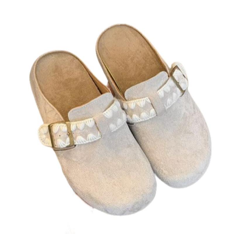 

Inner height increase belt buckle slippers women s spring and summer new comfortable versatile lazy one pedal bag head half drag 40 абрикосовый