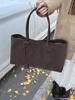 2025 Women Faux Suede Large Capaci Handbag High Quality Solid Color Tote Bag Versatile Retro Designer Shoulder Bags Commuter Bag
