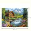 1pc Log Cabin Mountain Waterfall Polyester Background Fabric - Rock Stream  Pine Tree  Wildflower Design - Home decoration
