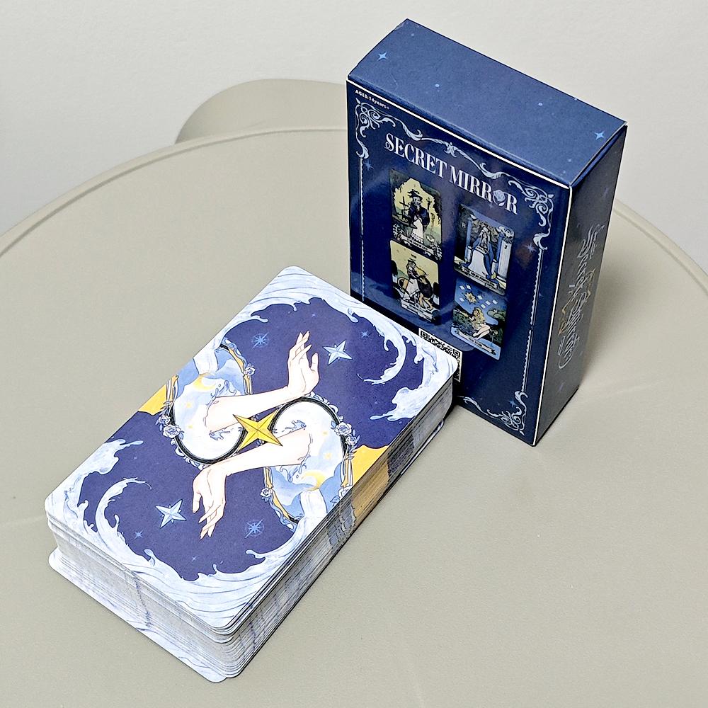 Secret Mirror Tarot Deck 78 ცალი თანამედროვე ტაროს ბარათები სამკურნალო ენერგიით სიცოცხლის ჩრდილების გასანათებლად და მსუბუქი ესპანური 10,3*6 სმ
