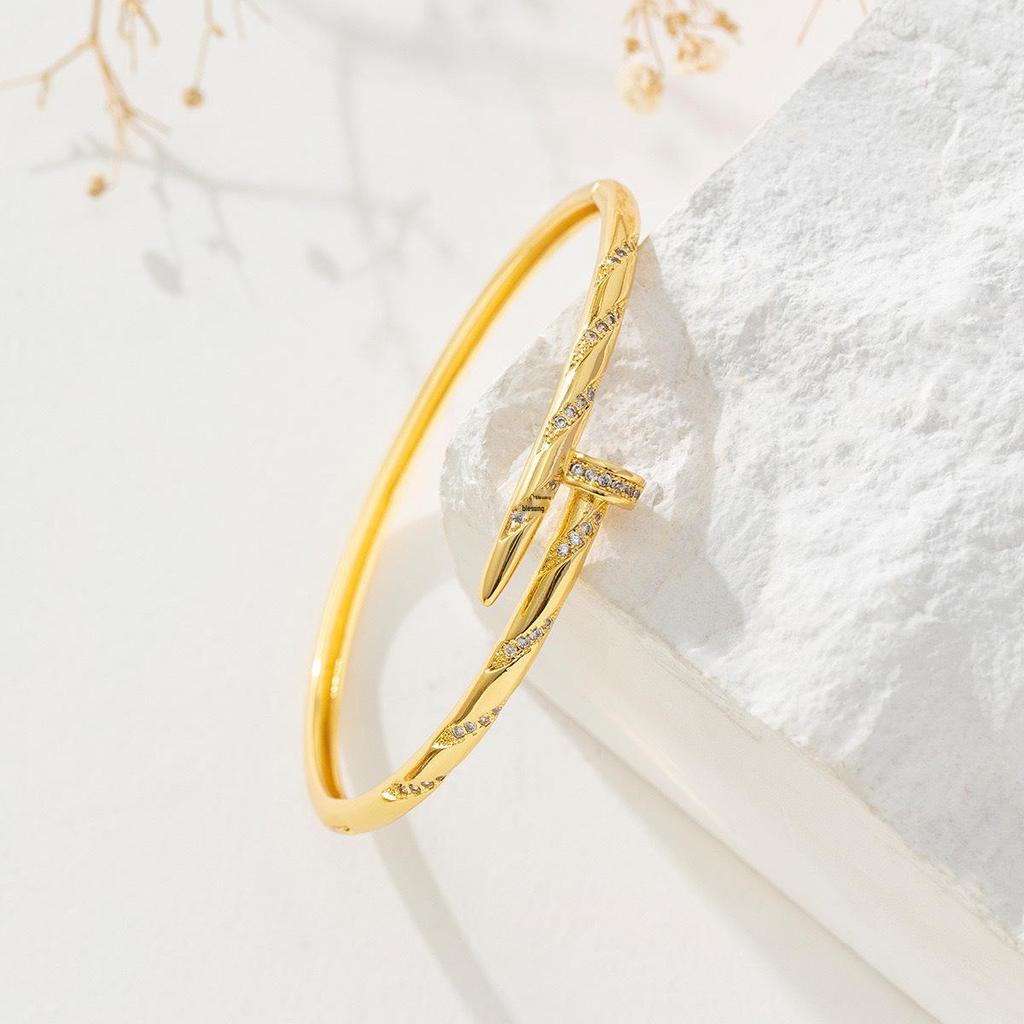 2024 European-American Style Zircon Alloy Open Bangle