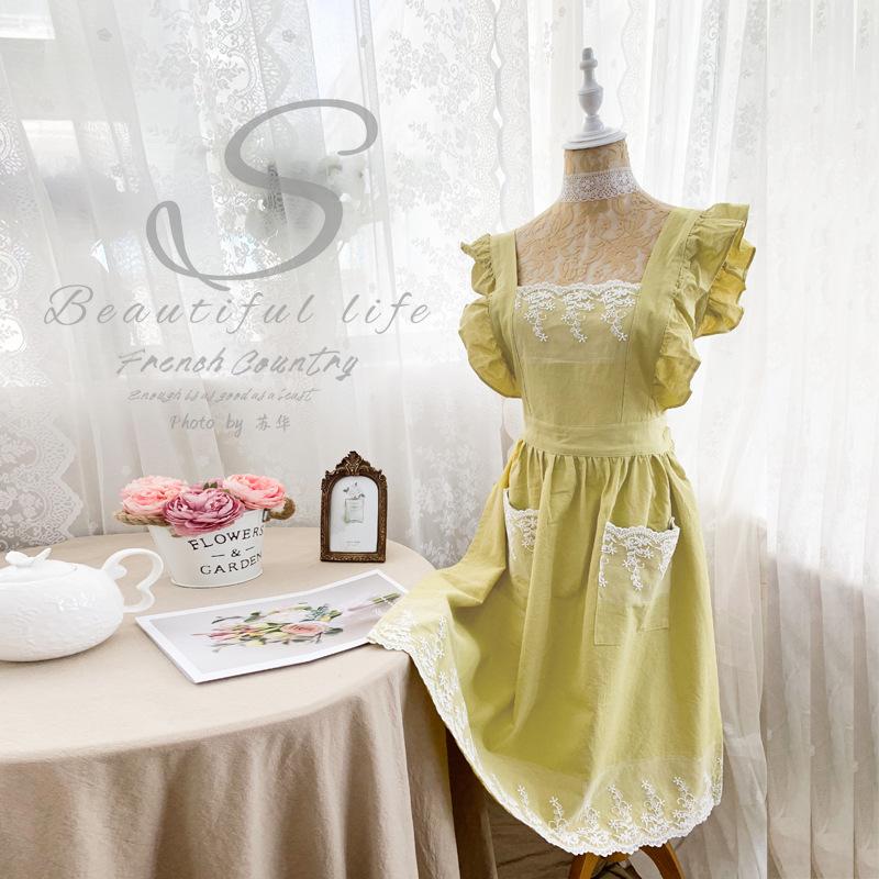 

Pure Cotton Apron Floral Art All-cotton Garden Smock Princess Full-body Flower Shop Work Clothes Summer Linen Manicure Apron New