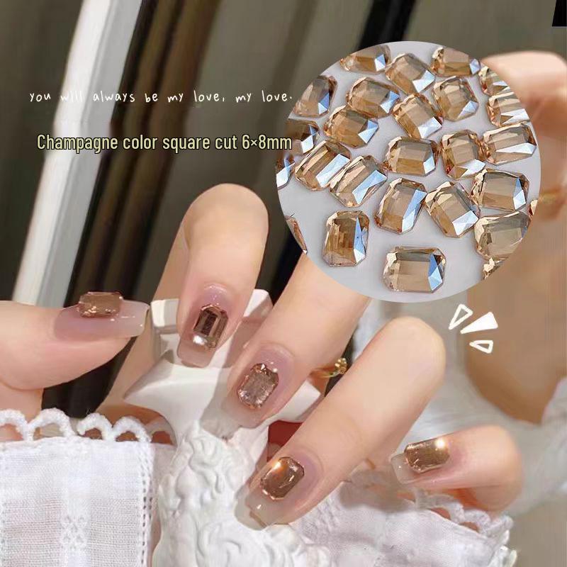 

Champagne Long Octagon Flat Bottom Rhinestones - Versatile, Shiny Nail Art Accessories