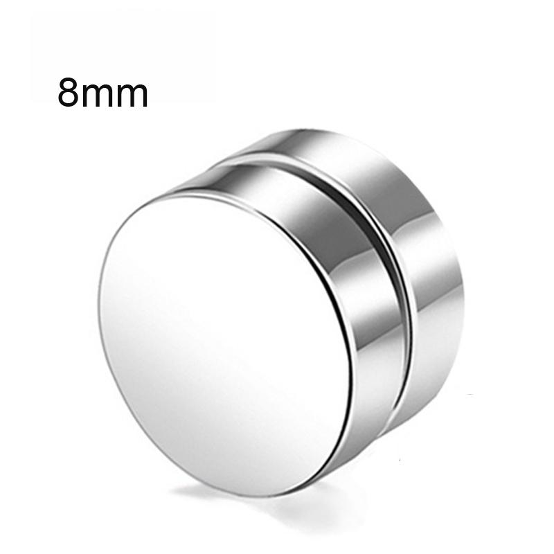 

Магнитные серьги из нержавеющей стали в стиле панк для мужчин, серебристые, черные, непирсинговые поддельные серьги-гвоздики 6/8 мм, букле D oreille Homme