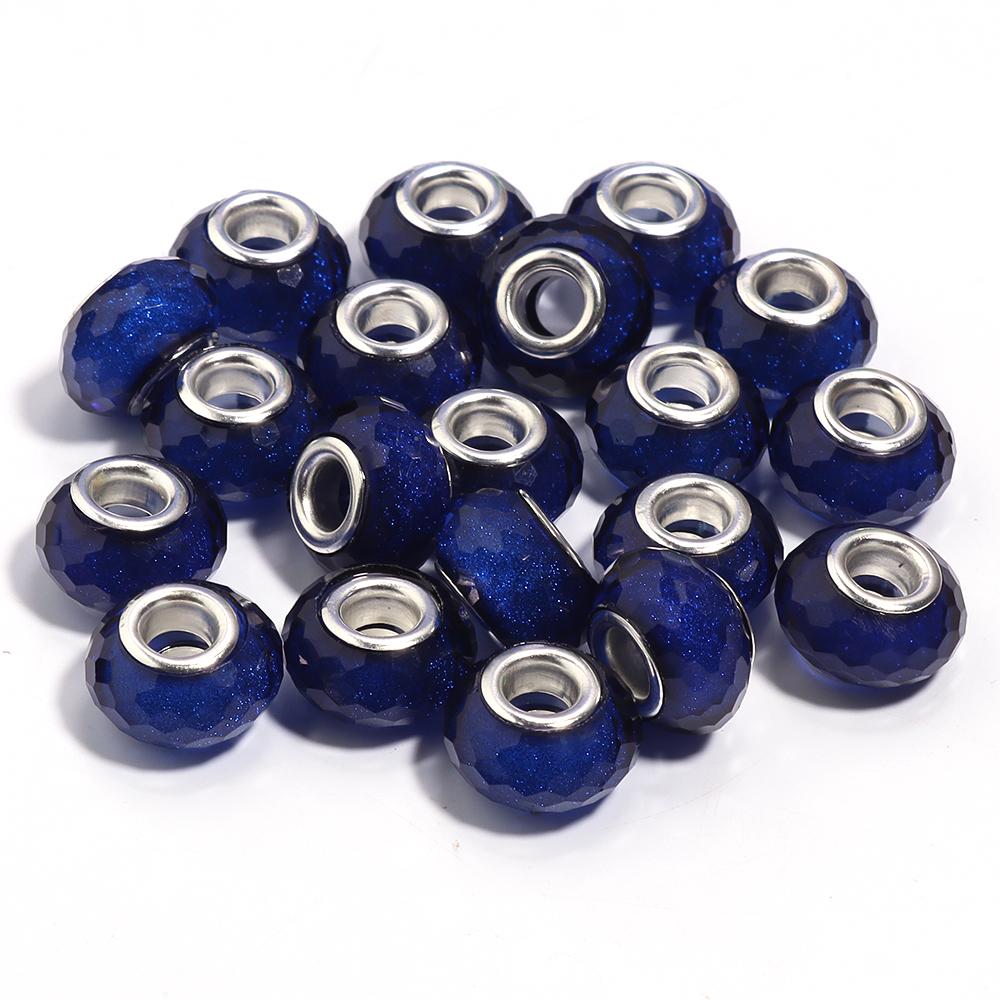 20pcs 14x9mm Resin Beads Multicolor Faceted Big Hole Loose Spacer Beads For Jewelry Making DIY Bracelets Keychain Accessories