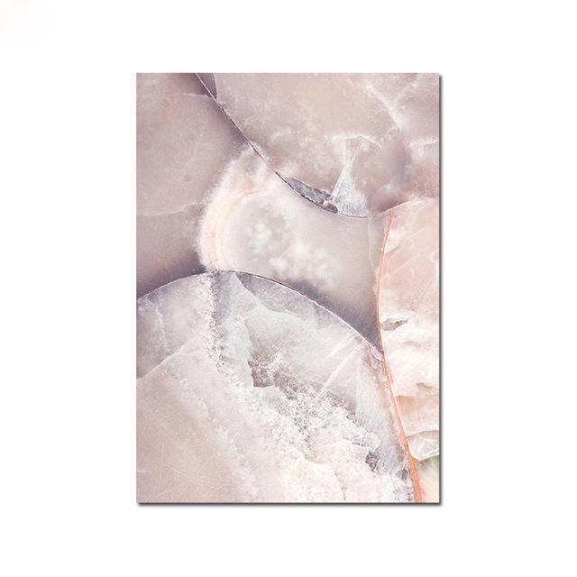 Simple Pastel Color Canvas Painting Feather Marble Pink Gray Poster for Living Room Modern Home Korean Wall Art Decor Pictures