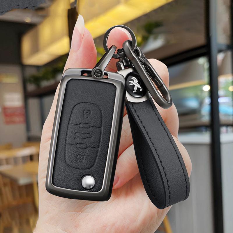 Zinc Alloy Car Key Case Cover Protection Shell For Peugeot 107 207 307 307S 308 407 607 807 3008 5008 Auto Key Bag Accessories
