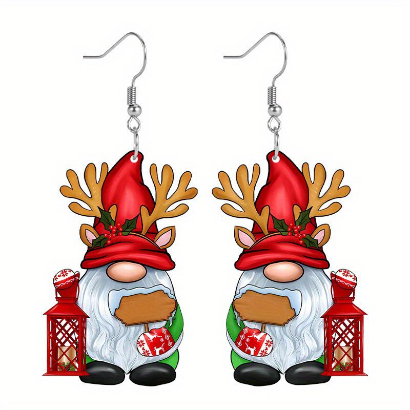 Christmas Gnome Acrylic Earring Set - 4-Piece, Unique and Fun Holiday Fashion Accessories