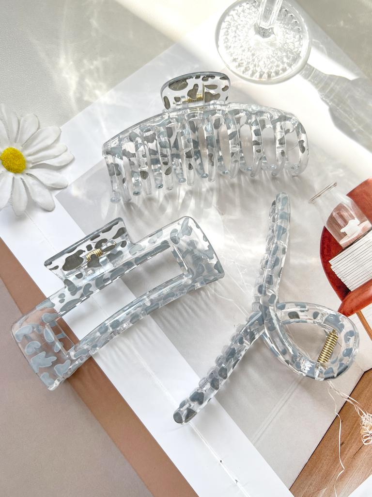 Simple Cow Print Large Transparent Hair Claws,Nonslip Leopard Barrette Hairpins Hair Accessories Gifts Headwear For Women