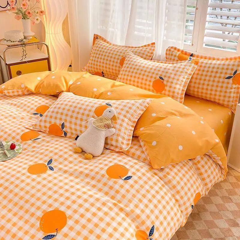 Girls Boys New Bed Linen Lucky Dog Bedding Set Cute Cartoon No Filler Twin Full Size Duvet Cover Flat Sheet Pillowcase Fashion