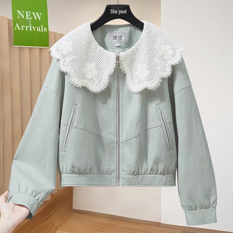 Women s Lace Doll Collar Patchwork Short Jacket M