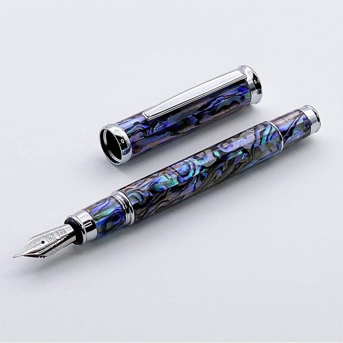 [Rachieva] Abalone Shell Fountain Pen, German-Made Fine Nib, Smooth Writing, Exquisite Luxury Pen Gift Set, Blue