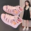 Stylish soft-soled peep-toe princess sandals for girls, suitable for kids of middle and older ages
