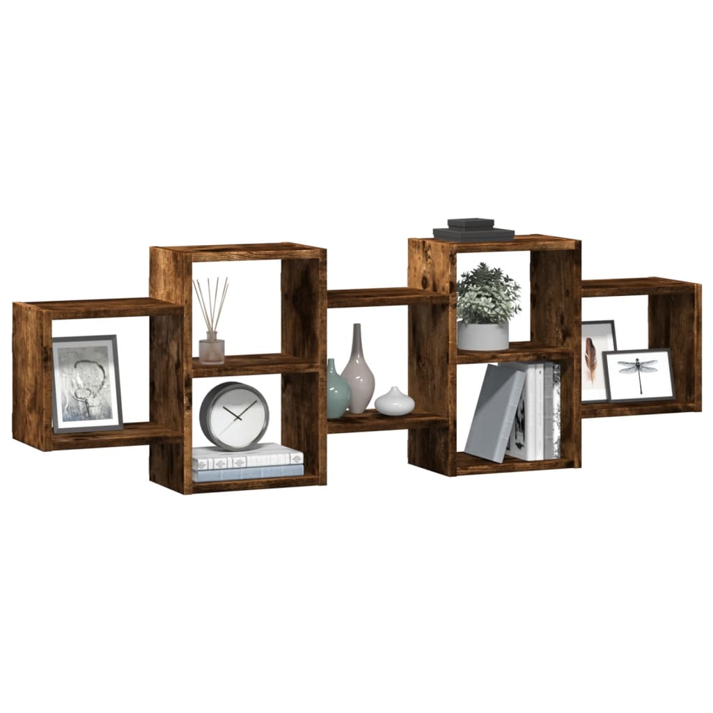 Wall Shelf Smoked Oak 129 x 18 x 42 cm Wood Based Material