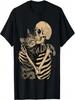 Skeleton Hugging Cat Halloween Cat Lover Cat Mom Dad T-Shirt