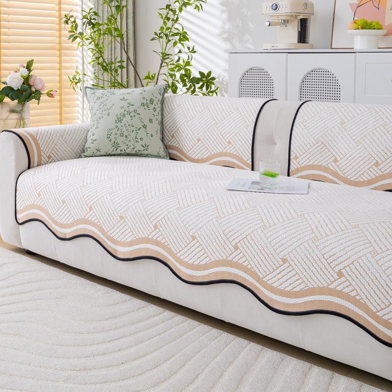 Special-Shaped Sofa Cushion Summer Ice Silk  New Cool Bean Non-Slip Seat Cushion Straight Row Sofa Cover