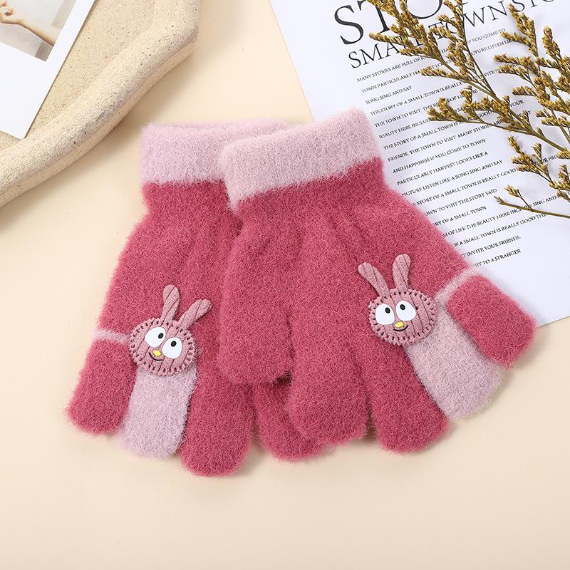 Children's gloves cute baby warm gloves cold gloves student full finger gloves children's gloves