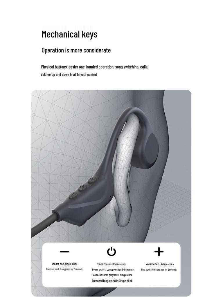 S1 True Bone Conduction Bluetooth Earphones - IPX5 Waterproof, 9h Battery, Ideal for Running & Cycling.