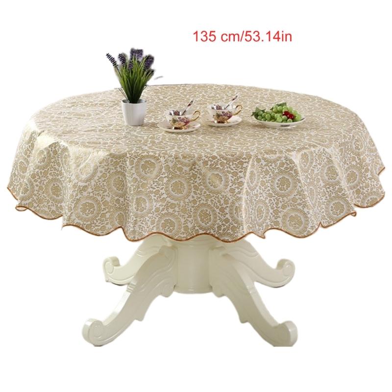 Florals Pattern Tablecloth Oilproof Waterproofs Easy Cleaning Round Table Cover for Home Restaurant Decors Table Cloth