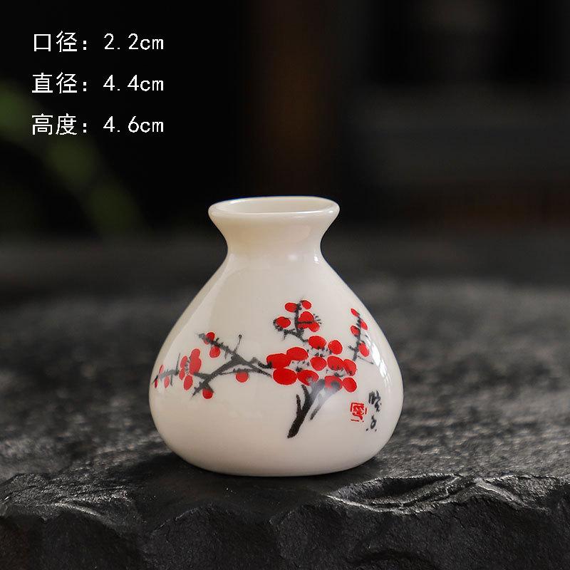 Retro White Chinese Style Mini Ceramic Vase Niche Home Dry Ice Kettle Ornament DIY Decoration Miniatures Flower Vase Crafts