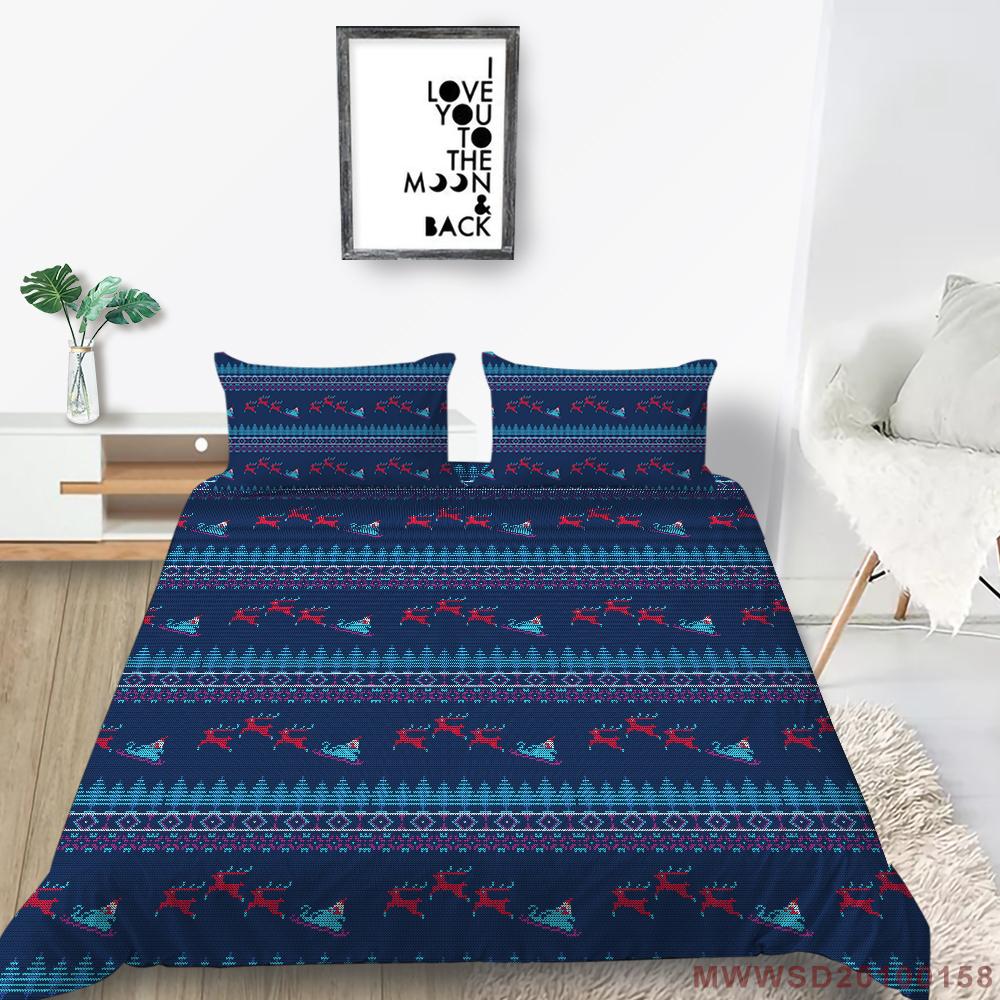 Christmas Home Bedding Set Deluxe Quilt Cover Pillow Case Home Bedding Set AU/EU/US Full Size Single/Double Bed