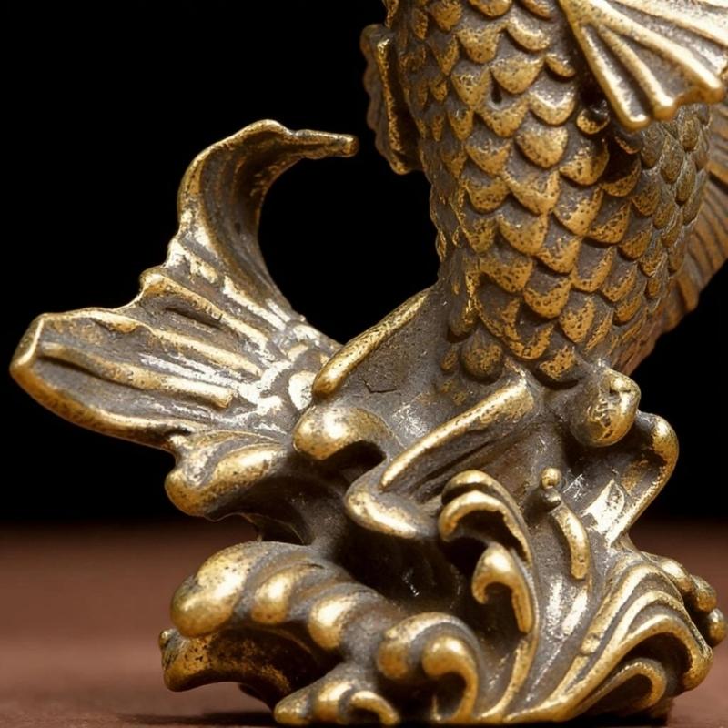Brasses FengShui Fish Ornament Representing Luck and Wealth Artistic Decoration Item for Living Room Study