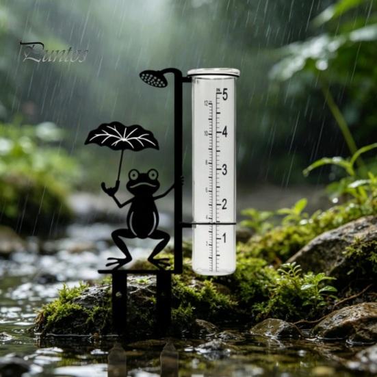 Rain Measurement Gauge Garden Frog Gauge, Metal Holding Umbrella Stake, Weatherproof Stake Decorative for Outdoor Yard Lawn Decor Backyard