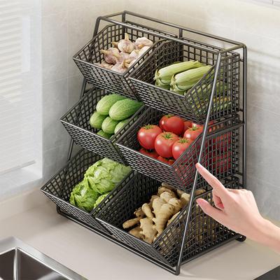 Kitchen Vegetables Basket Stand Countertop Organizer Storage Sturdy 6 Grids Durability