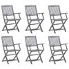 VidaXL Folding Outdoor Chairs 6 Pcs Solid Acacia Wood