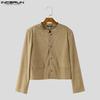 INCERUN Two Pieces Outfits Men Long Sleeve Coats Long Straight Pants Corduroy Sets