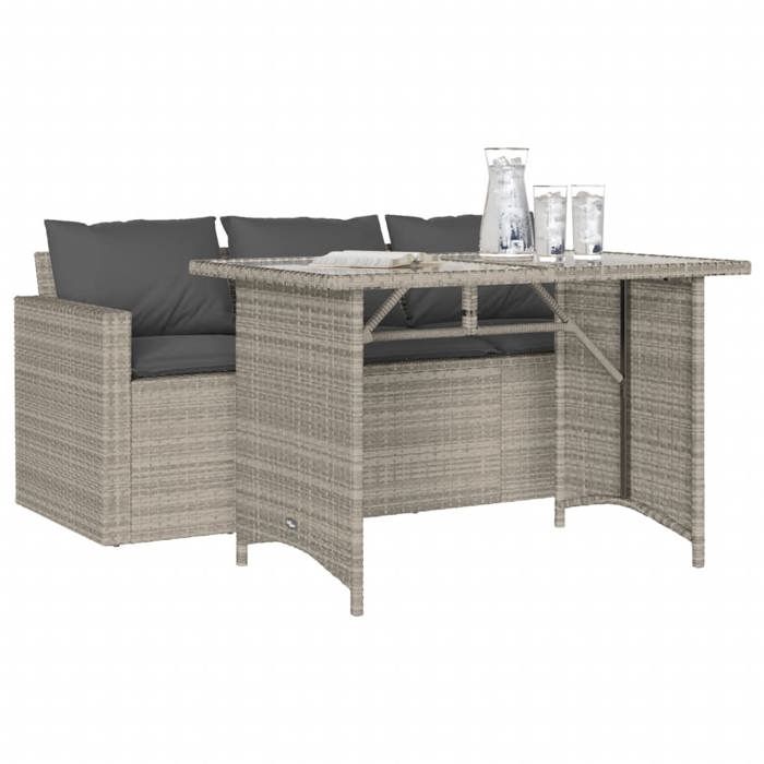 VidaXL Ensemble à manger de jardin et coussins 2 pcs gris clair rotin, ensemble de salle à manger d'extérieur, meuble de 366334