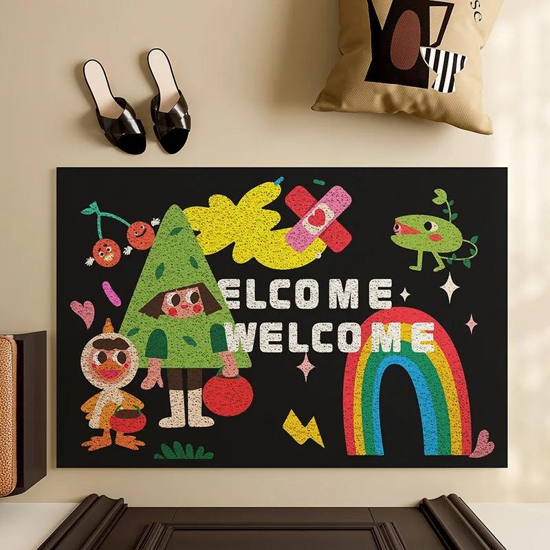 Ins Style Cartoon Welcome Entrance Doormat Floor Mats Easy Clean Hallway Entryway Home Decor Dust Removal Carpet Welcome Mat 50X80cm