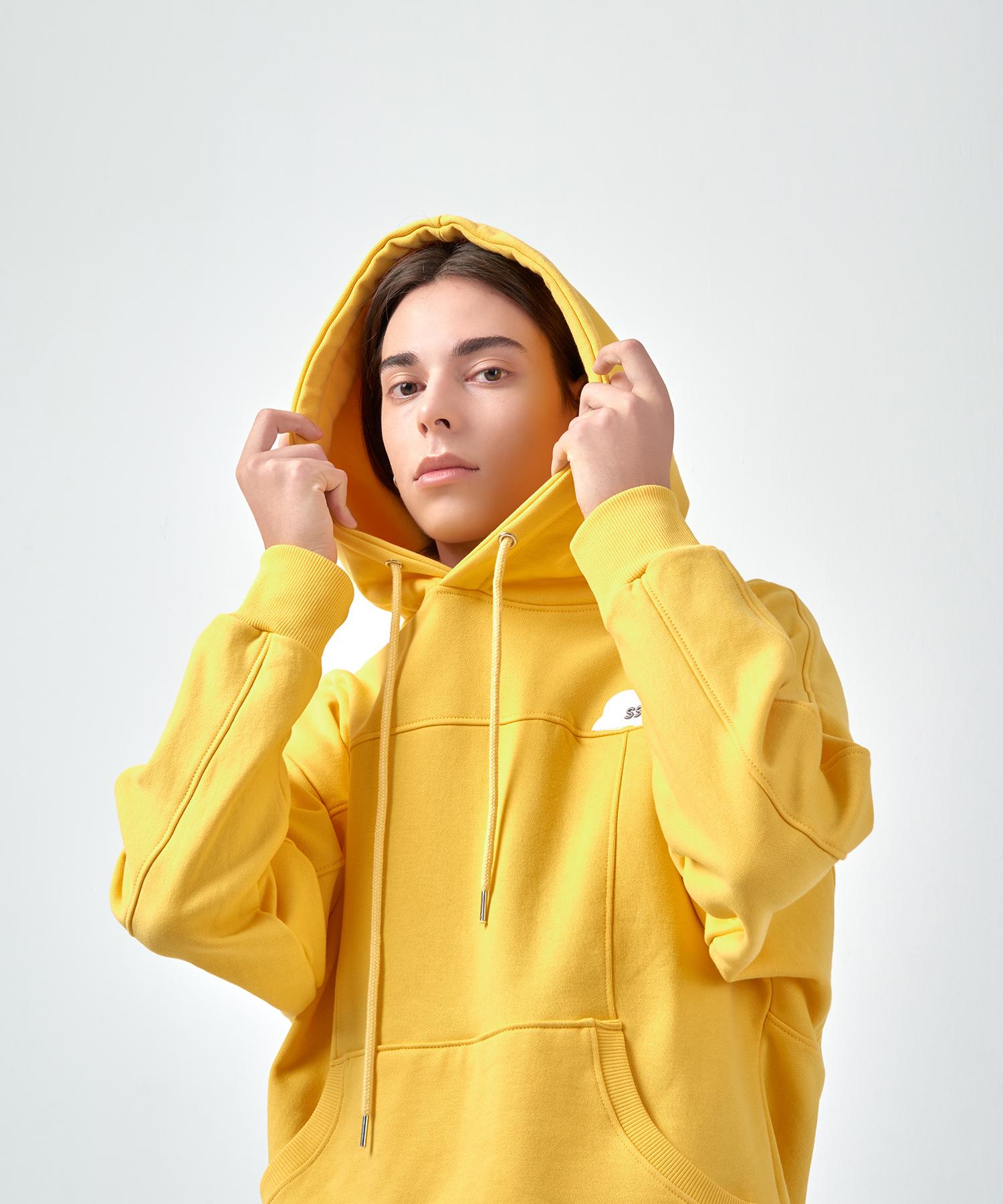 Ssql Unisex Embroidered Hooded Sweatshirt Kiz_H_01_Mustard_Large Yellow/Large
