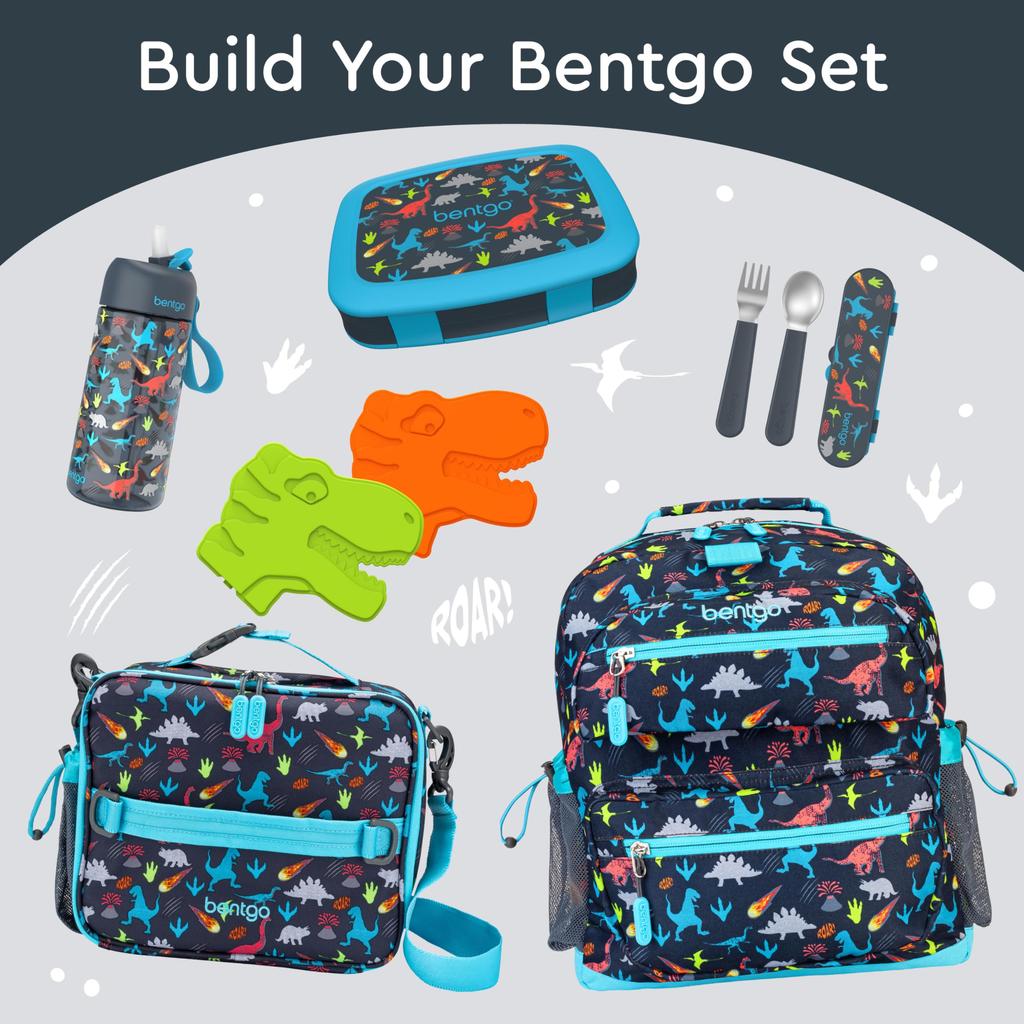 Bentgo Kids' Lunch Box with Kids' Print Dinosaur Design, Leak-Proof, 5-Compartment Bento Style, Ideal Meal Sizes for Kids Ages 3-7, Made with