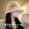 Plush bucket hat winter plush thickened warm hat women's big head circumference thin white fashion versatile bucket hat