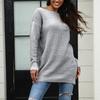 Women's Winter Loose Versatile One-shoulder Solid Color Mid-length Knitted Sweater