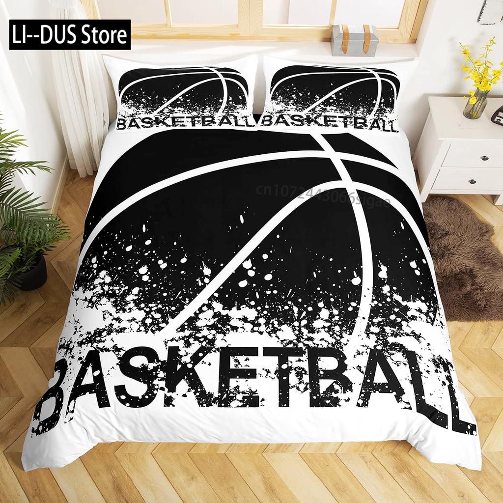 Cool Basketball Bedding Set Neon Gradient Duvet Cover for Kids Teen Boys Girls Comforter Cover Decor Room Quilt Cover 3pcs