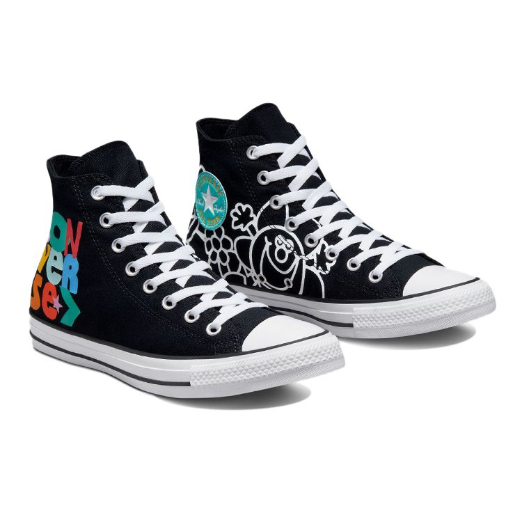 Converse Chuck Taylor All Star High Happy Faces Unisex Sneakers Black White Light-Dew 172864C