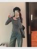 Women's Contrast Collar Striped Long-Sleeve T-Shirt - Autumn 2024 Slim Fit Design