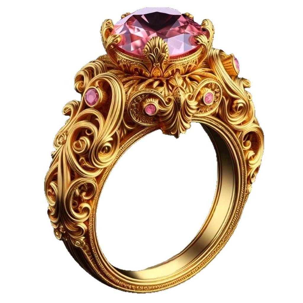 Bestseller 2026: Anello in Zircone Rosa Placcato Oro e Diamante Rosa Intagliato - Stile Europeo e Americano