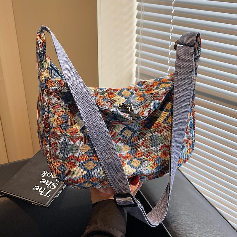

Niche Simia tote bag women s ins2026 new fashion canvas bag large capacity commuter shoulder messenger bag синий