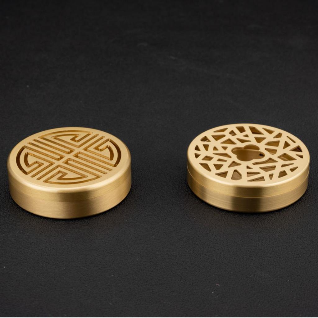 Brass Window Carving Incense Burner, Creative Incense Holder, Household Incense Stick & Coil Burner With Multiple Holes, Hollow Incense Base,